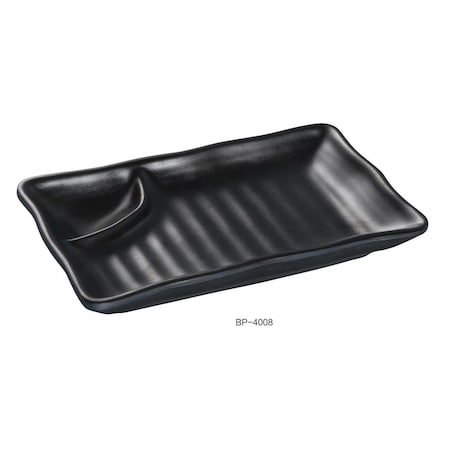 Yanco Black Pearl-2 Compartment Plate, Black, 48PK BP-4008